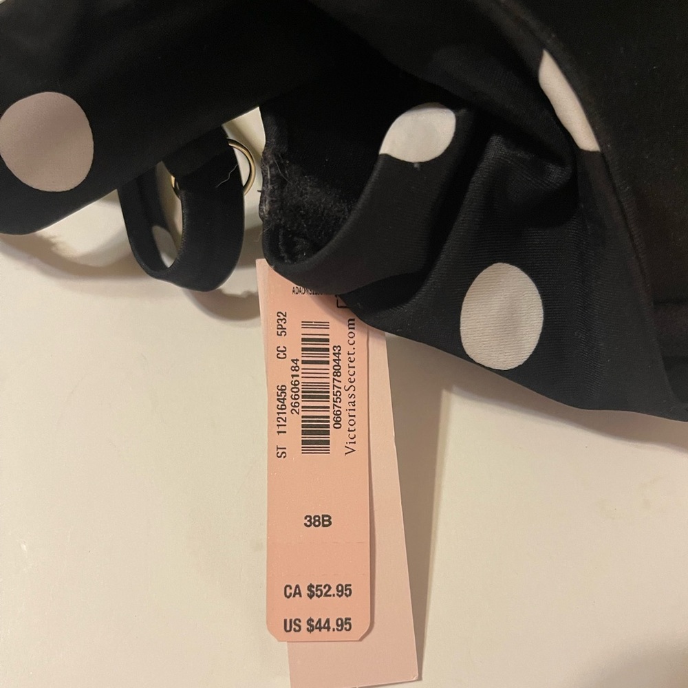 NWT Victoria's Secret Black White Polka Dot Two Piece Bathing Suit LG Bottom 38B - Picture 9 of 9